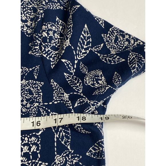 Pure Jill Navy Floral Print V-Neck Short Sleeve Cotton T-Shirt Dress Size Small - Picture 7 of 8